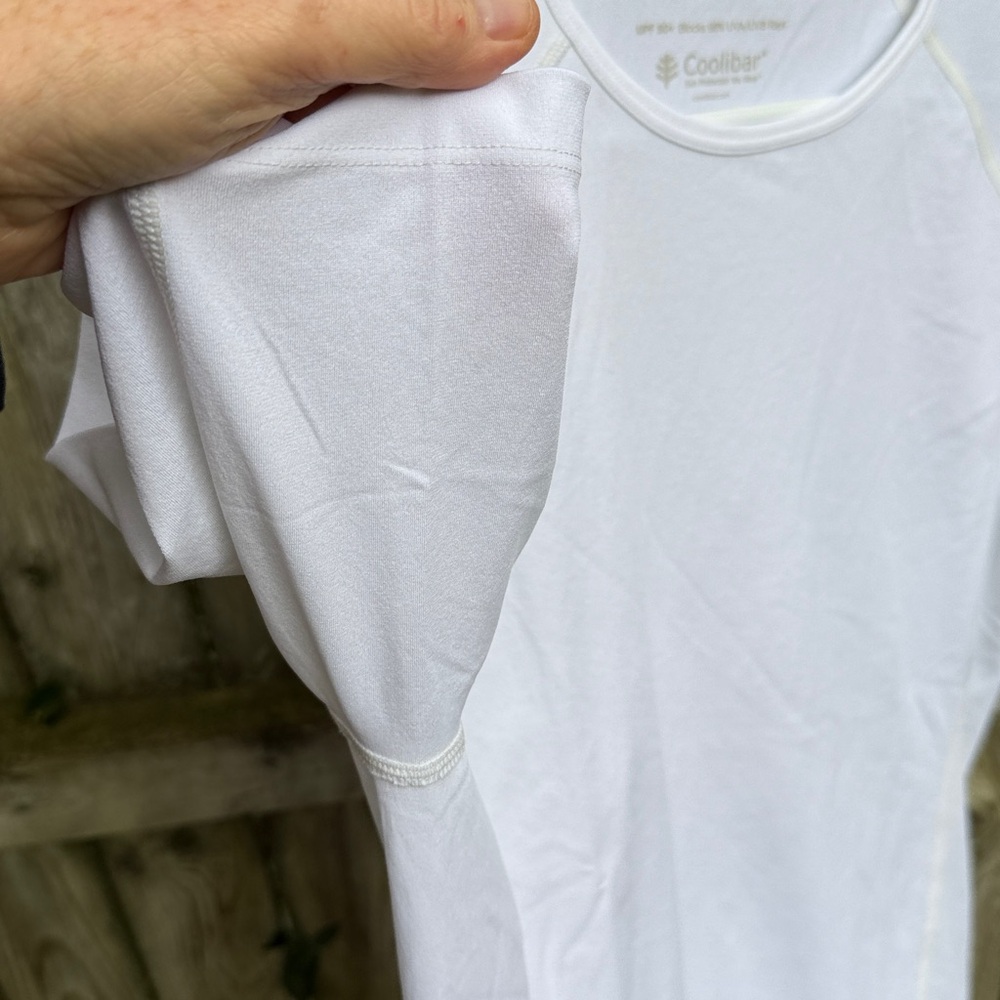 Coolibar HighTide Short Sleeve Swim Shirt 03272 white 14 16 L - Picture 6 of 11
